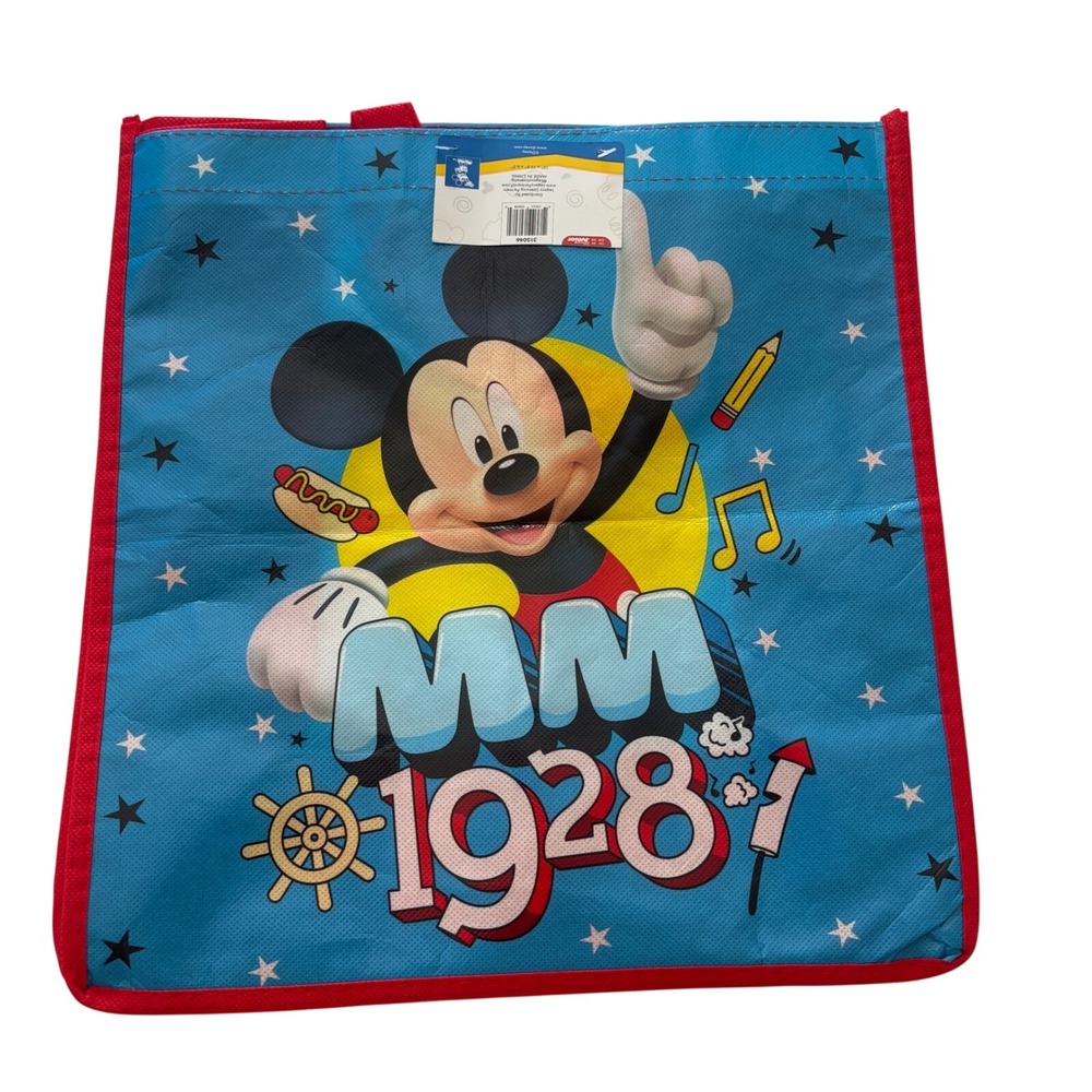 Disney Mickey Mouse Tote Bag Kids OS Blue New Reusable Grocery Shopping Gift Bag